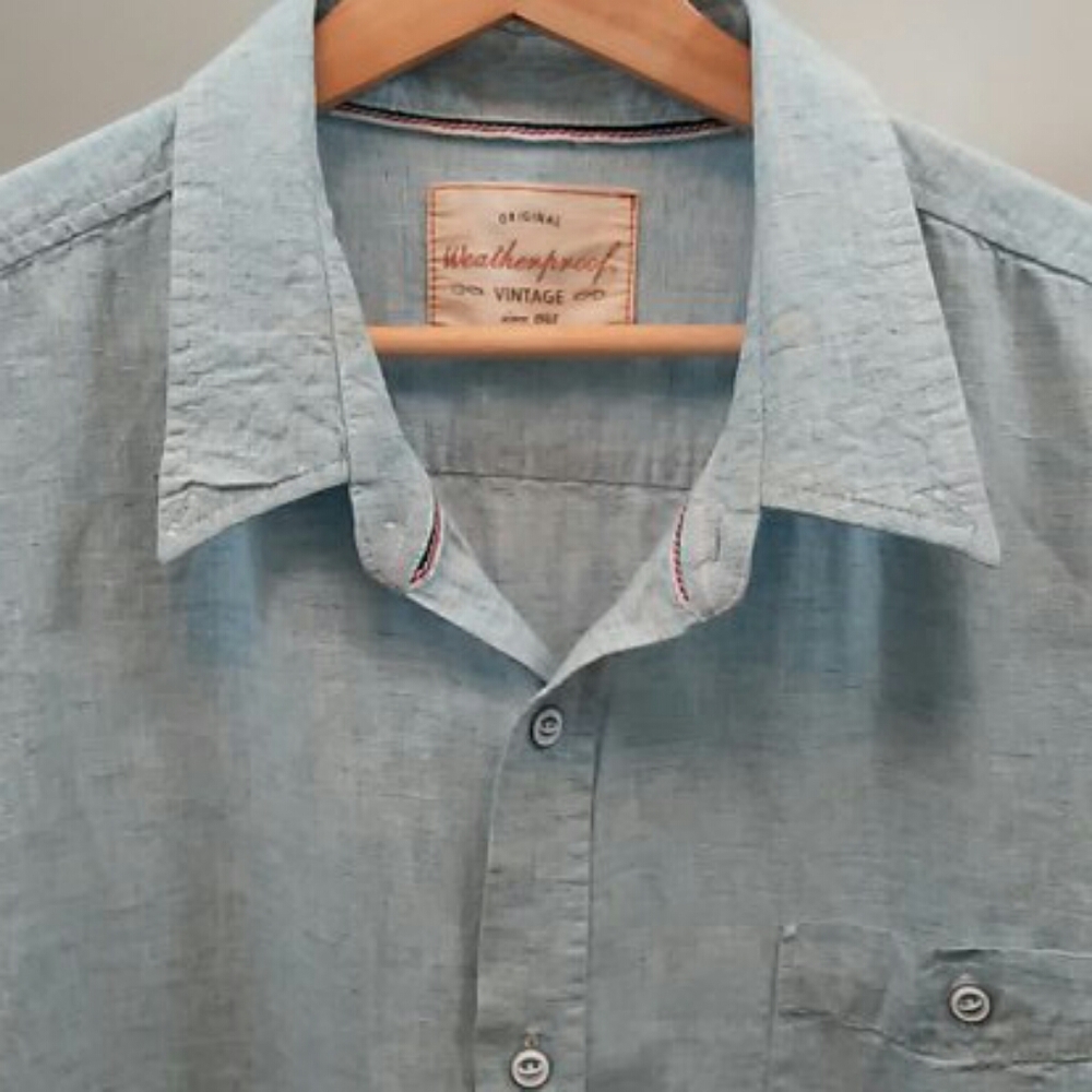 Weatherproof Vintage XXL Blue Linen Blend Shirt
